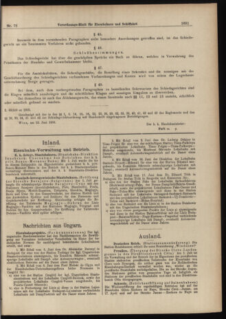 Verordnungs-Blatt für Eisenbahnen und Schiffahrt: Veröffentlichungen in Tarif- und Transport-Angelegenheiten 19060705 Seite: 15