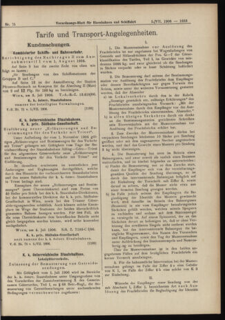 Verordnungs-Blatt für Eisenbahnen und Schiffahrt: Veröffentlichungen in Tarif- und Transport-Angelegenheiten 19060705 Seite: 17