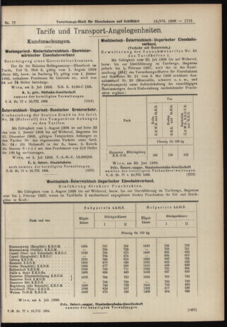 Verordnungs-Blatt für Eisenbahnen und Schiffahrt: Veröffentlichungen in Tarif- und Transport-Angelegenheiten 19060710 Seite: 5