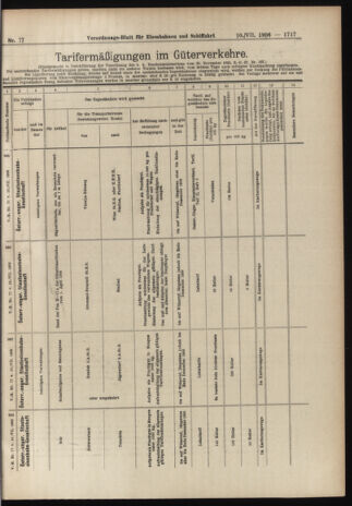 Verordnungs-Blatt für Eisenbahnen und Schiffahrt: Veröffentlichungen in Tarif- und Transport-Angelegenheiten 19060710 Seite: 7