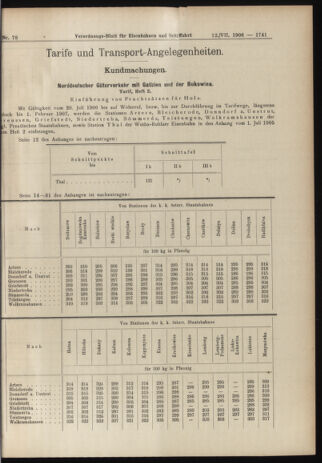 Verordnungs-Blatt für Eisenbahnen und Schiffahrt: Veröffentlichungen in Tarif- und Transport-Angelegenheiten 19060712 Seite: 19