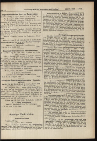 Verordnungs-Blatt für Eisenbahnen und Schiffahrt: Veröffentlichungen in Tarif- und Transport-Angelegenheiten 19060712 Seite: 23