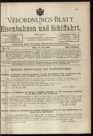 Verordnungs-Blatt für Eisenbahnen und Schiffahrt: Veröffentlichungen in Tarif- und Transport-Angelegenheiten 19060714 Seite: 1