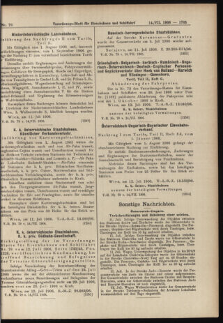 Verordnungs-Blatt für Eisenbahnen und Schiffahrt: Veröffentlichungen in Tarif- und Transport-Angelegenheiten 19060714 Seite: 15