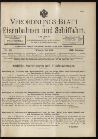 Verordnungs-Blatt für Eisenbahnen und Schiffahrt: Veröffentlichungen in Tarif- und Transport-Angelegenheiten