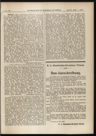 Verordnungs-Blatt für Eisenbahnen und Schiffahrt: Veröffentlichungen in Tarif- und Transport-Angelegenheiten 19060728 Seite: 11