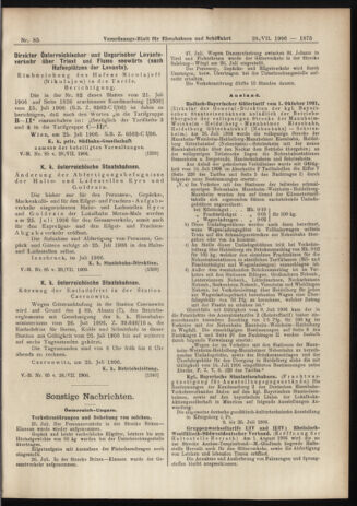 Verordnungs-Blatt für Eisenbahnen und Schiffahrt: Veröffentlichungen in Tarif- und Transport-Angelegenheiten 19060728 Seite: 9