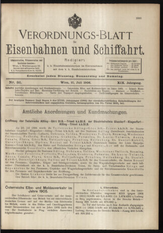 Verordnungs-Blatt für Eisenbahnen und Schiffahrt: Veröffentlichungen in Tarif- und Transport-Angelegenheiten