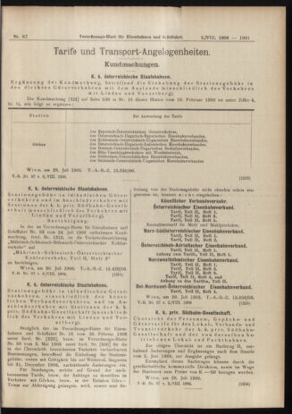 Verordnungs-Blatt für Eisenbahnen und Schiffahrt: Veröffentlichungen in Tarif- und Transport-Angelegenheiten 19060802 Seite: 7