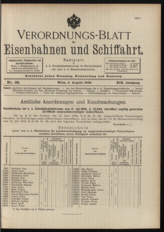 Verordnungs-Blatt für Eisenbahnen und Schiffahrt: Veröffentlichungen in Tarif- und Transport-Angelegenheiten