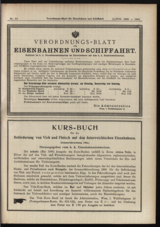 Verordnungs-Blatt für Eisenbahnen und Schiffahrt: Veröffentlichungen in Tarif- und Transport-Angelegenheiten 19060811 Seite: 23