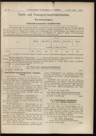 Verordnungs-Blatt für Eisenbahnen und Schiffahrt: Veröffentlichungen in Tarif- und Transport-Angelegenheiten 19060818 Seite: 9