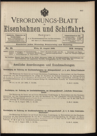 Verordnungs-Blatt für Eisenbahnen und Schiffahrt: Veröffentlichungen in Tarif- und Transport-Angelegenheiten 19060823 Seite: 1