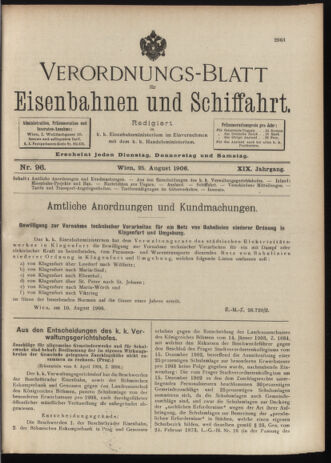 Verordnungs-Blatt für Eisenbahnen und Schiffahrt: Veröffentlichungen in Tarif- und Transport-Angelegenheiten 19060825 Seite: 1