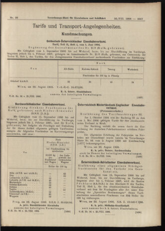 Verordnungs-Blatt für Eisenbahnen und Schiffahrt: Veröffentlichungen in Tarif- und Transport-Angelegenheiten 19060825 Seite: 5