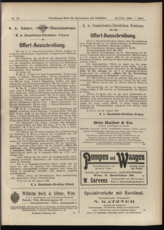 Verordnungs-Blatt für Eisenbahnen und Schiffahrt: Veröffentlichungen in Tarif- und Transport-Angelegenheiten 19060825 Seite: 7