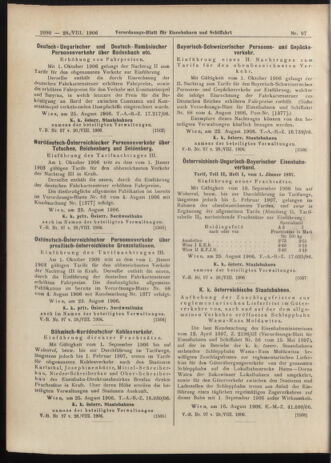 Verordnungs-Blatt für Eisenbahnen und Schiffahrt: Veröffentlichungen in Tarif- und Transport-Angelegenheiten 19060828 Seite: 20