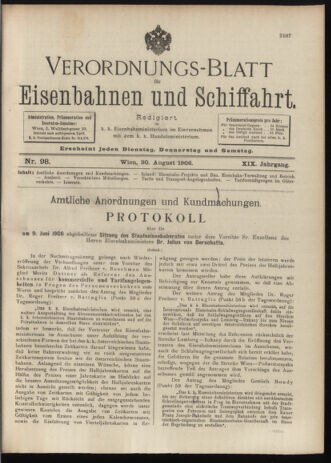 Verordnungs-Blatt für Eisenbahnen und Schiffahrt: Veröffentlichungen in Tarif- und Transport-Angelegenheiten