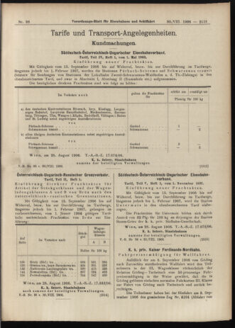 Verordnungs-Blatt für Eisenbahnen und Schiffahrt: Veröffentlichungen in Tarif- und Transport-Angelegenheiten 19060830 Seite: 13