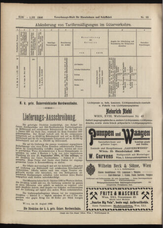 Verordnungs-Blatt für Eisenbahnen und Schiffahrt: Veröffentlichungen in Tarif- und Transport-Angelegenheiten 19060901 Seite: 16