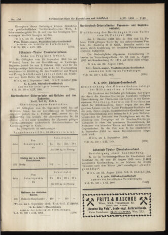 Verordnungs-Blatt für Eisenbahnen und Schiffahrt: Veröffentlichungen in Tarif- und Transport-Angelegenheiten 19060904 Seite: 11