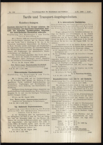 Verordnungs-Blatt für Eisenbahnen und Schiffahrt: Veröffentlichungen in Tarif- und Transport-Angelegenheiten 19060904 Seite: 9