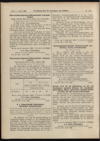 Verordnungs-Blatt für Eisenbahnen und Schiffahrt: Veröffentlichungen in Tarif- und Transport-Angelegenheiten 19060908 Seite: 14