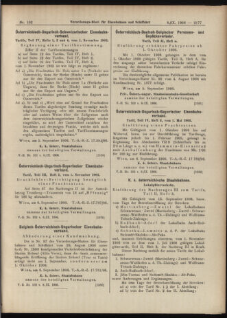 Verordnungs-Blatt für Eisenbahnen und Schiffahrt: Veröffentlichungen in Tarif- und Transport-Angelegenheiten 19060908 Seite: 15