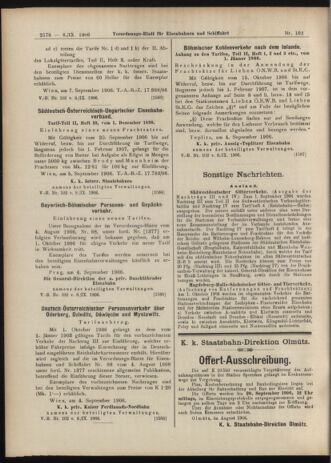 Verordnungs-Blatt für Eisenbahnen und Schiffahrt: Veröffentlichungen in Tarif- und Transport-Angelegenheiten 19060908 Seite: 16