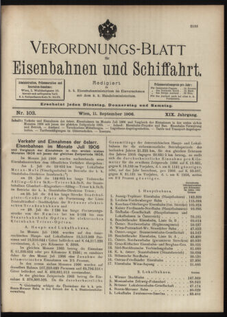 Verordnungs-Blatt für Eisenbahnen und Schiffahrt: Veröffentlichungen in Tarif- und Transport-Angelegenheiten 19060911 Seite: 1