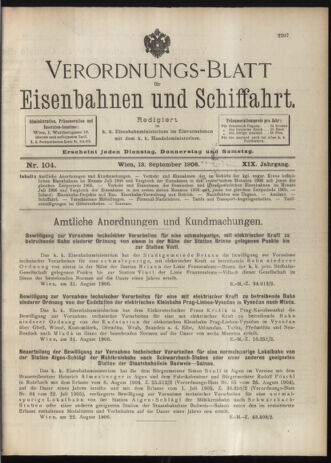 Verordnungs-Blatt für Eisenbahnen und Schiffahrt: Veröffentlichungen in Tarif- und Transport-Angelegenheiten 19060913 Seite: 1