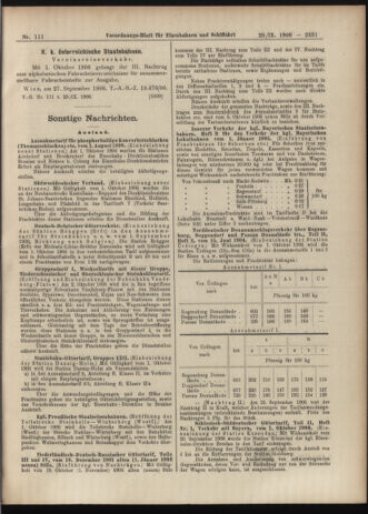 Verordnungs-Blatt für Eisenbahnen und Schiffahrt: Veröffentlichungen in Tarif- und Transport-Angelegenheiten 19060929 Seite: 9