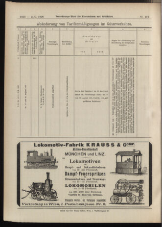 Verordnungs-Blatt für Eisenbahnen und Schiffahrt: Veröffentlichungen in Tarif- und Transport-Angelegenheiten 19061002 Seite: 12