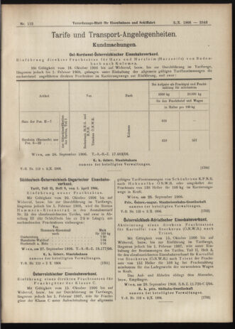 Verordnungs-Blatt für Eisenbahnen und Schiffahrt: Veröffentlichungen in Tarif- und Transport-Angelegenheiten 19061002 Seite: 5