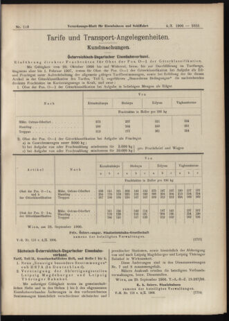 Verordnungs-Blatt für Eisenbahnen und Schiffahrt: Veröffentlichungen in Tarif- und Transport-Angelegenheiten 19061004 Seite: 5