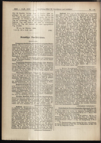 Verordnungs-Blatt für Eisenbahnen und Schiffahrt: Veröffentlichungen in Tarif- und Transport-Angelegenheiten 19061011 Seite: 10