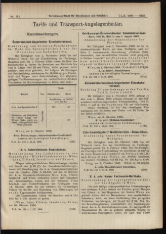 Verordnungs-Blatt für Eisenbahnen und Schiffahrt: Veröffentlichungen in Tarif- und Transport-Angelegenheiten 19061011 Seite: 9