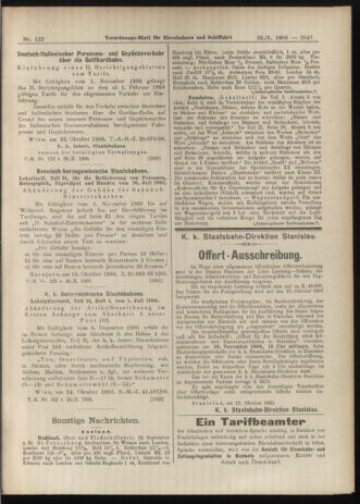 Verordnungs-Blatt für Eisenbahnen und Schiffahrt: Veröffentlichungen in Tarif- und Transport-Angelegenheiten 19061025 Seite: 13