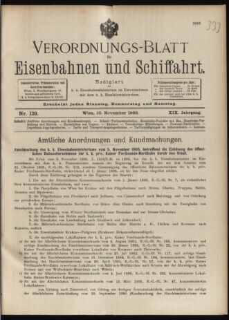 Verordnungs-Blatt für Eisenbahnen und Schiffahrt: Veröffentlichungen in Tarif- und Transport-Angelegenheiten 19061110 Seite: 1