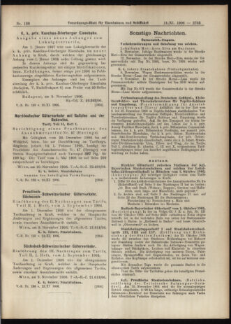 Verordnungs-Blatt für Eisenbahnen und Schiffahrt: Veröffentlichungen in Tarif- und Transport-Angelegenheiten 19061113 Seite: 21