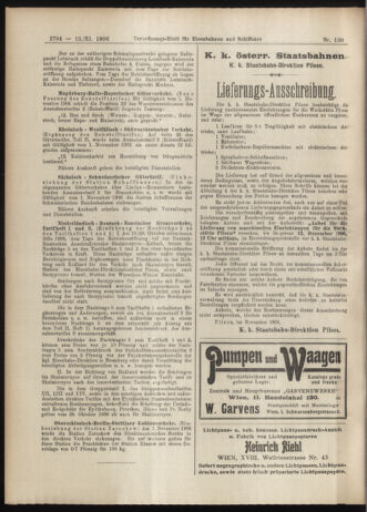 Verordnungs-Blatt für Eisenbahnen und Schiffahrt: Veröffentlichungen in Tarif- und Transport-Angelegenheiten 19061113 Seite: 22