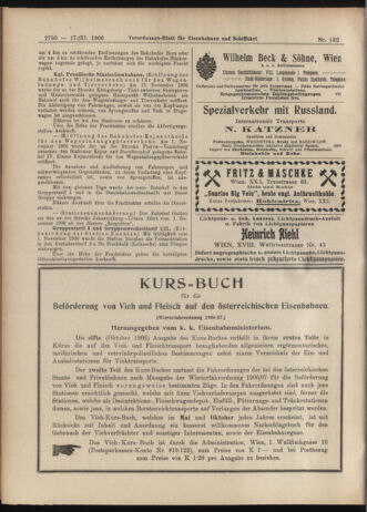 Verordnungs-Blatt für Eisenbahnen und Schiffahrt: Veröffentlichungen in Tarif- und Transport-Angelegenheiten 19061117 Seite: 16