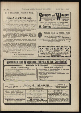 Verordnungs-Blatt für Eisenbahnen und Schiffahrt: Veröffentlichungen in Tarif- und Transport-Angelegenheiten 19061208 Seite: 11