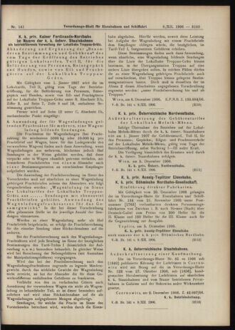 Verordnungs-Blatt für Eisenbahnen und Schiffahrt: Veröffentlichungen in Tarif- und Transport-Angelegenheiten 19061208 Seite: 9