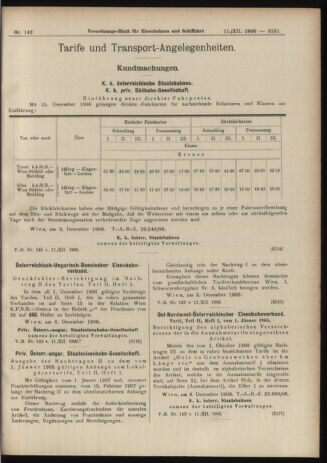 Verordnungs-Blatt für Eisenbahnen und Schiffahrt: Veröffentlichungen in Tarif- und Transport-Angelegenheiten 19061211 Seite: 17