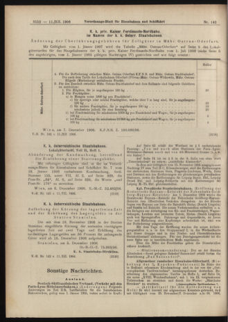 Verordnungs-Blatt für Eisenbahnen und Schiffahrt: Veröffentlichungen in Tarif- und Transport-Angelegenheiten 19061211 Seite: 18