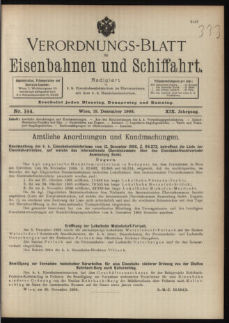 Verordnungs-Blatt für Eisenbahnen und Schiffahrt: Veröffentlichungen in Tarif- und Transport-Angelegenheiten