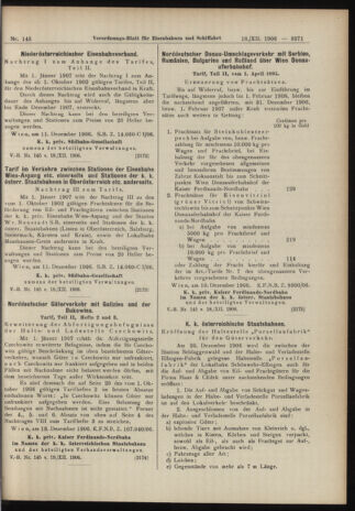 Verordnungs-Blatt für Eisenbahnen und Schiffahrt: Veröffentlichungen in Tarif- und Transport-Angelegenheiten 19061218 Seite: 9