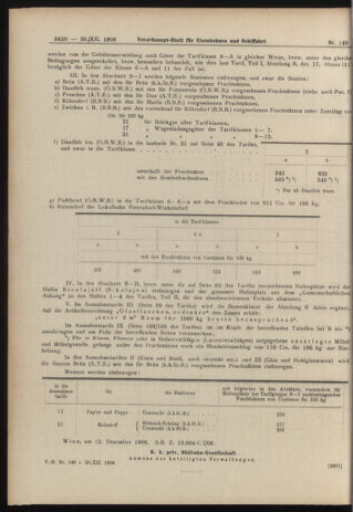 Verordnungs-Blatt für Eisenbahnen und Schiffahrt: Veröffentlichungen in Tarif- und Transport-Angelegenheiten 19061220 Seite: 10