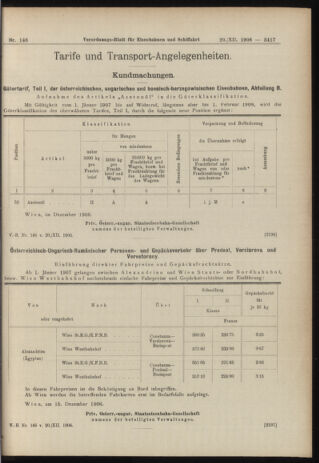 Verordnungs-Blatt für Eisenbahnen und Schiffahrt: Veröffentlichungen in Tarif- und Transport-Angelegenheiten 19061220 Seite: 7